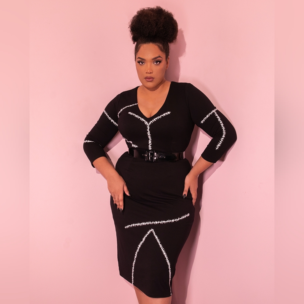Vixen By Micheline Pitt - Batman Returns Catwoman Stitches Wiggle Dress, Size 2x